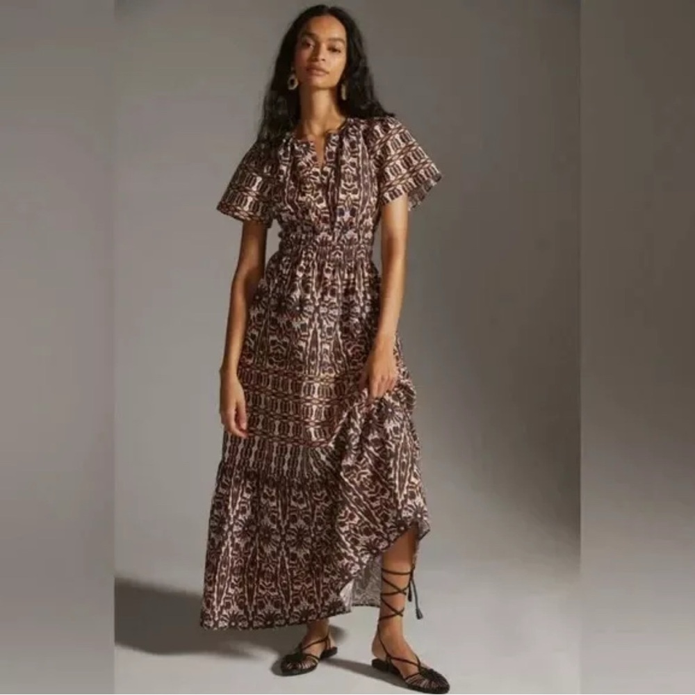 Anthropologie Maeve The Somerset Maxi Dress Flutter Sleeves XS
